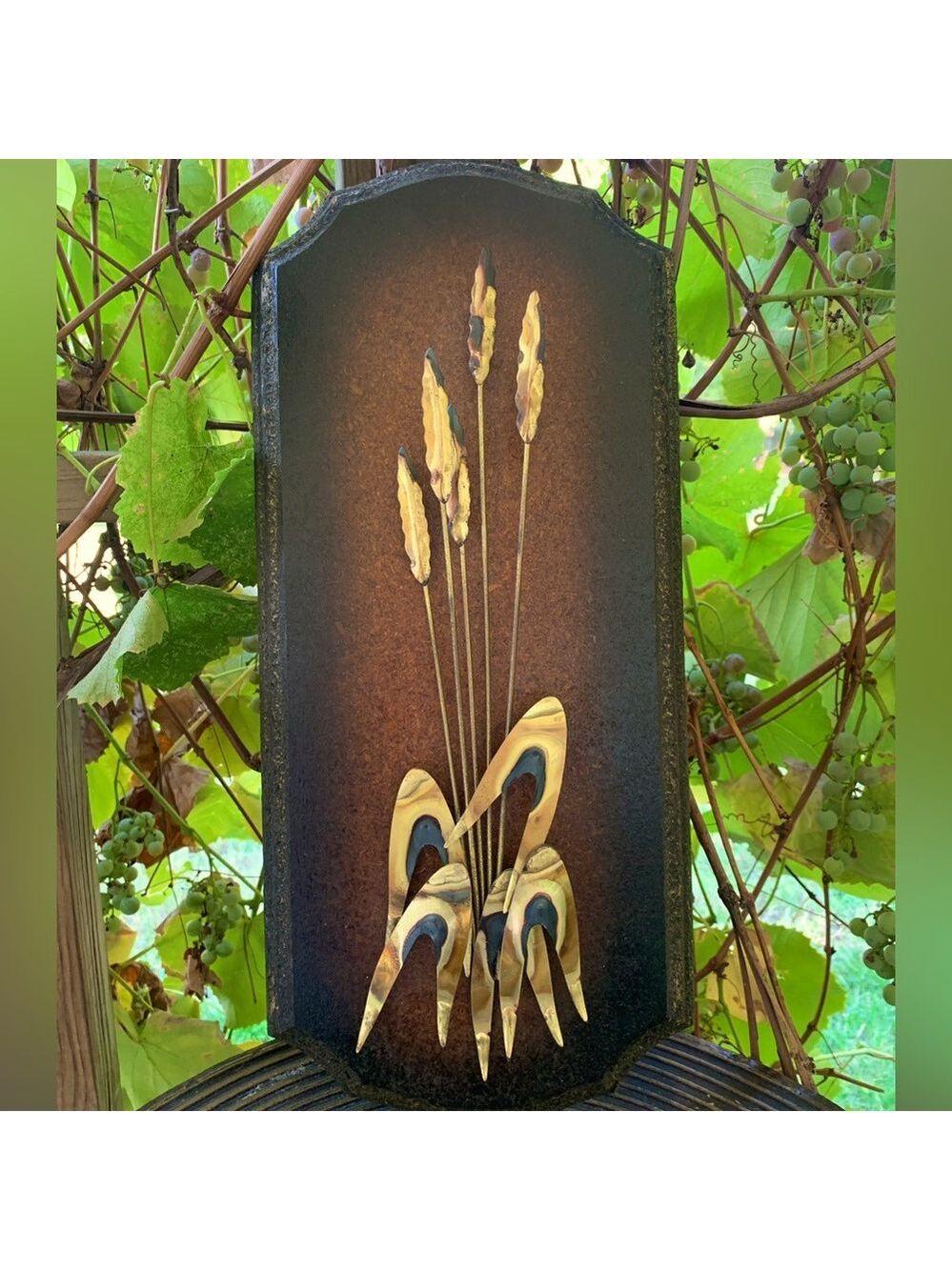 Brass Wheat Wood Artwork